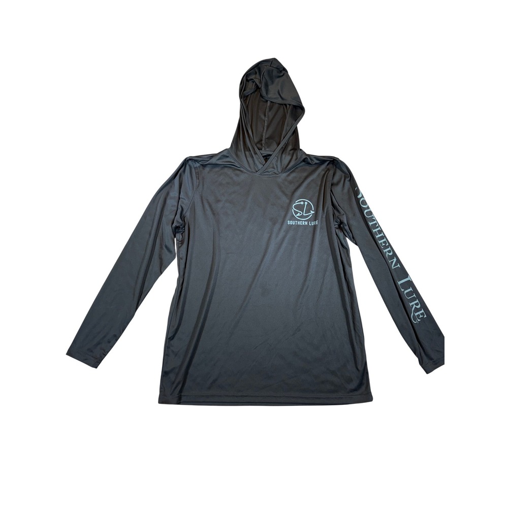 Southern Lure Mens Gray Hammer Time Shark Performance Fishing Sun Hoodie Large